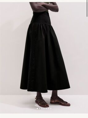 ME+EM Black Maxi Skirt with High Waist Panel